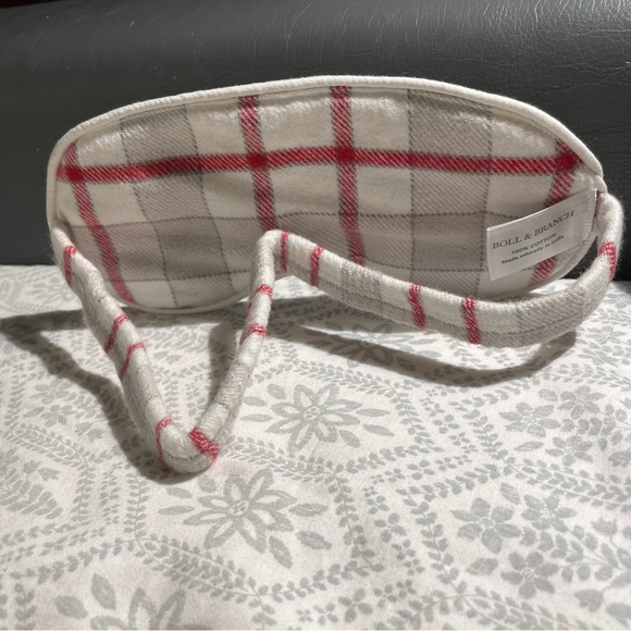 BOLL & BRANCH Flannel Eye Mask - Plaid, Unisex, Red - Brand-new with tags. - Picture 3 of 12
